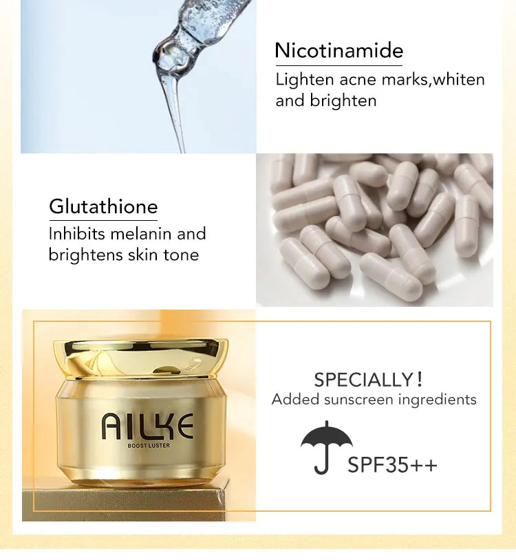 AILKE Whitening Face Care Set For All Skin Types, With Glutathione, Nicotinamide, Reduce Dark Spots, Freckles, Even Skin Tone