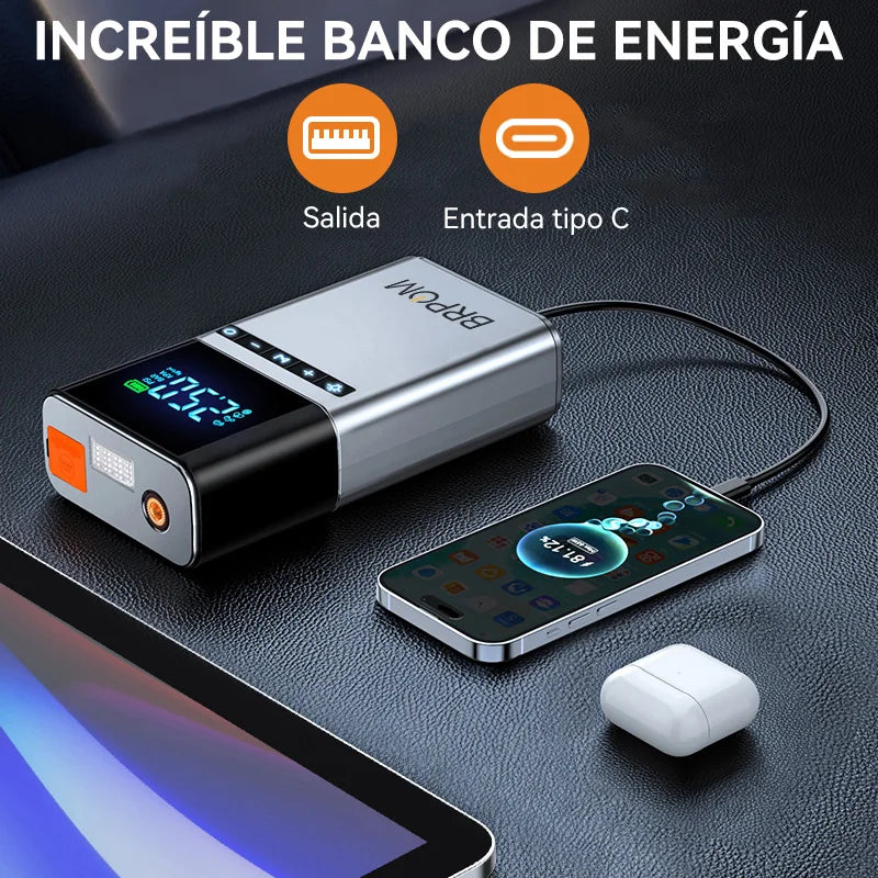 BRPOM Portable Car Starter with Air Compressor Tire Inflat Starter 8000mAh Car Battery Starter Box Car Battery Jumper Starter