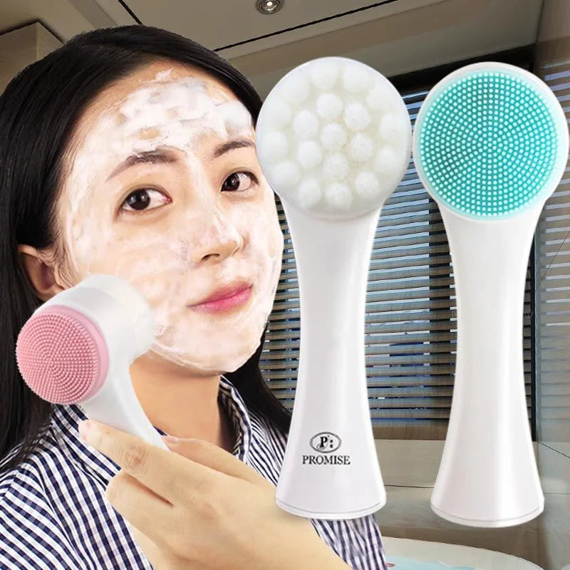 Silica Gel Facial Brush Double Sided Facial Cleanser Blackhead Removing Product Pore Cleaner Exfoliating Facial Brush Face Brush