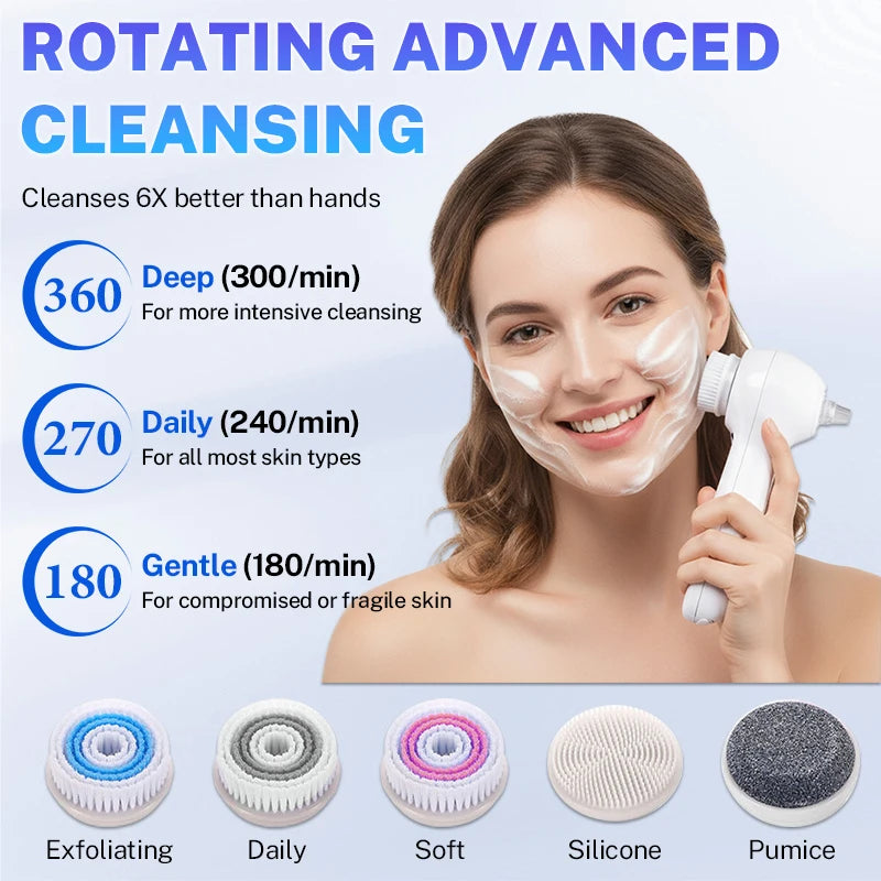 5 in 1 Electric Facial Cleansing Brush Blackhead Remover Pore Vacuum Cleaner Deep Cleaning Face Care Black Head Removal Machine
