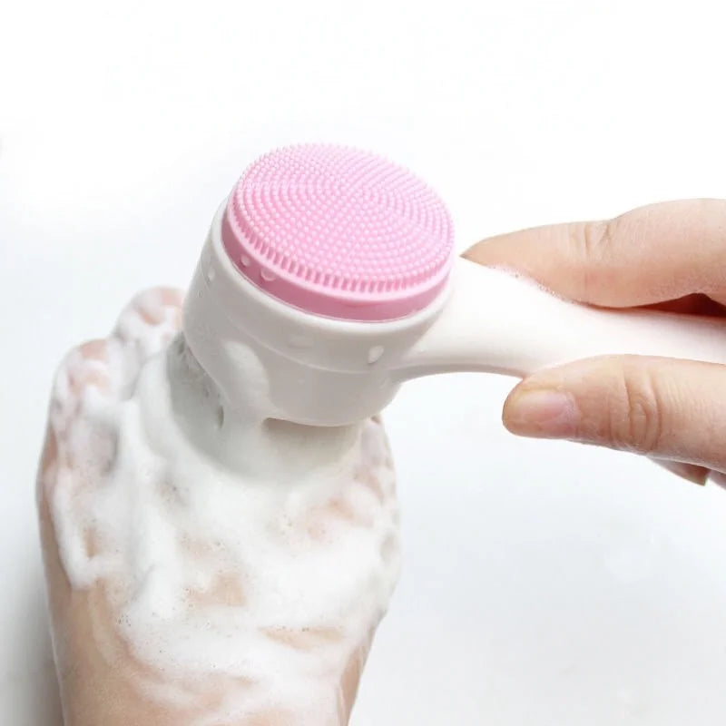 Silica Gel Facial Brush Double Sided Facial Cleanser Blackhead Removing Product Pore Cleaner Exfoliating Facial Brush Face Brush