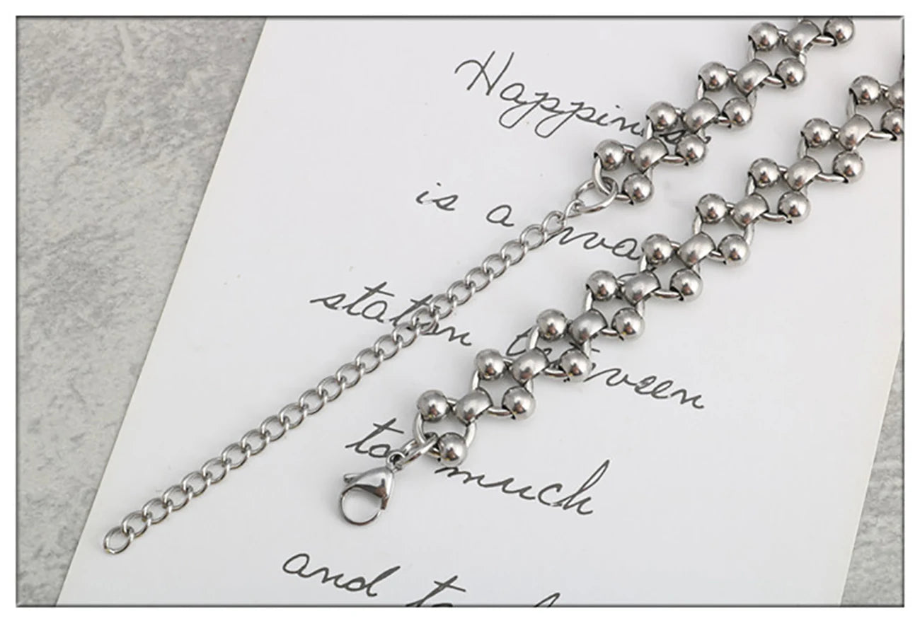 Fashion Simple Fancy Handmade String Weaving Round Beads Stainless Steel O Word Clavicle Chain Hot Sale