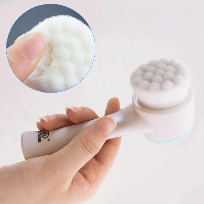 Silica Gel Facial Brush Double Sided Facial Cleanser Blackhead Removing Product Pore Cleaner Exfoliating Facial Brush Face Brush