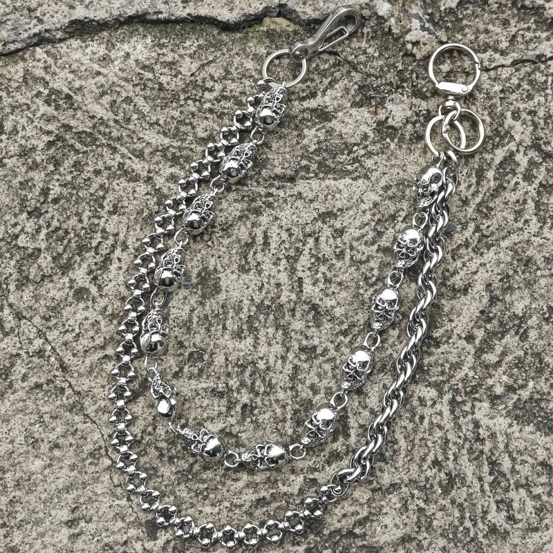 Original DIY Skull Pants Chain Stainless Steel Round Beads Combination Locomotive Chain Punk Men And Women Luxury Accessories