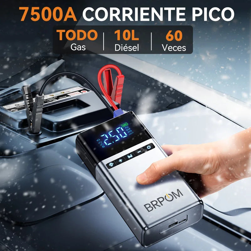 BRPOM Portable Car Starter with Air Compressor Tire Inflat Starter 8000mAh Car Battery Starter Box Car Battery Jumper Starter