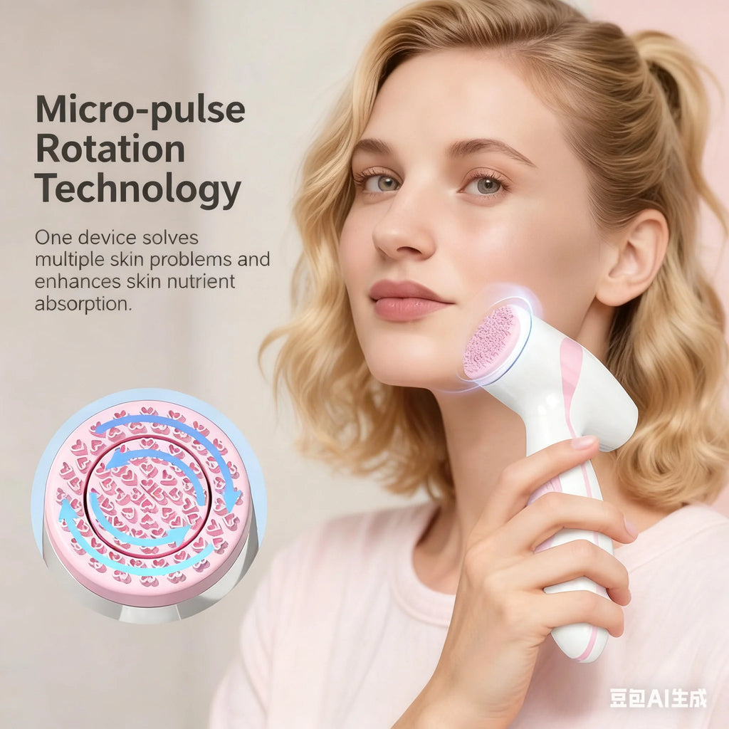 Facial cleansing brush, waterproof dual rotating facial cleansing brush, comes with 3 brush heads and 2 adjustable speeds, recha