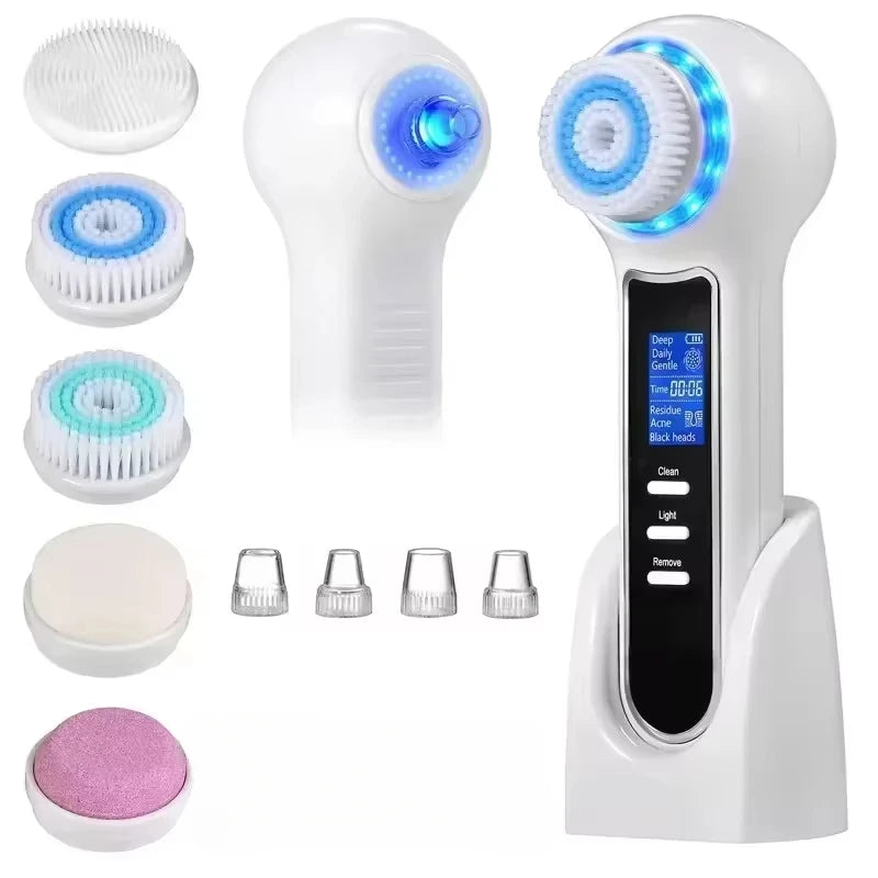 5 in 1 Electric Facial Cleansing Brush Blackhead Remover Pore Vacuum Cleaner Deep Cleaning Face Care Black Head Removal Machine
