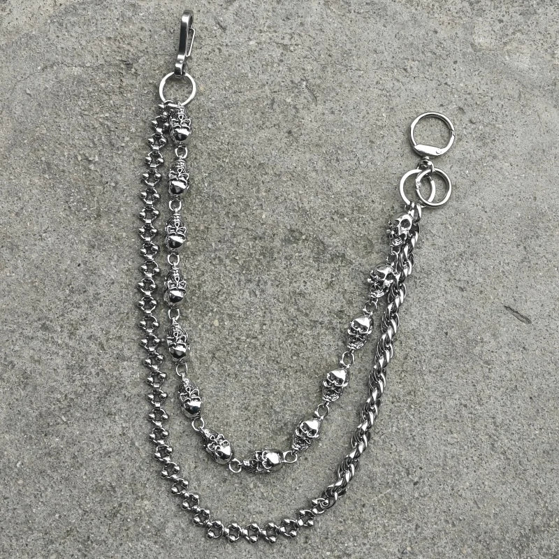 Original DIY Skull Pants Chain Stainless Steel Round Beads Combination Locomotive Chain Punk Men And Women Luxury Accessories