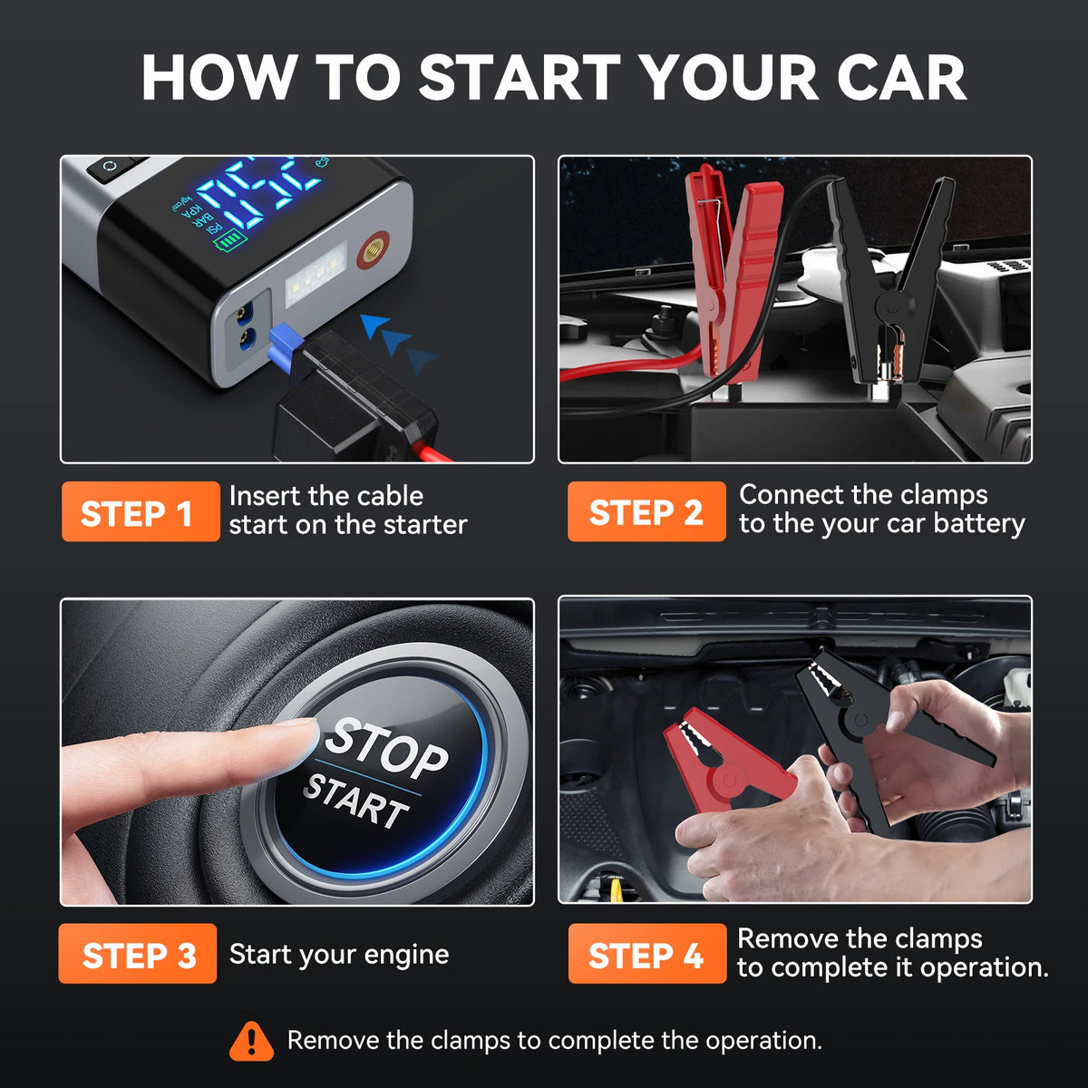 BRPOM Portable Car Starter with Air Compressor Tire Inflat Starter 800 ...