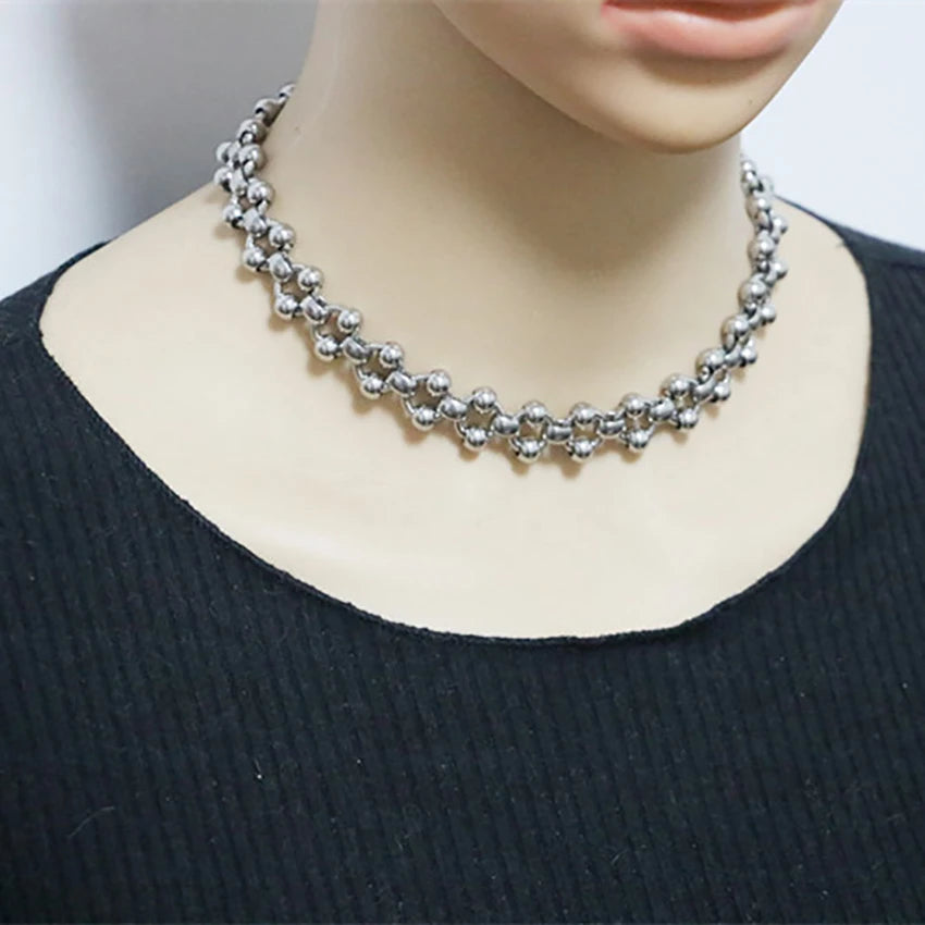 Fashion Simple Fancy Handmade String Weaving Round Beads Stainless Steel O Word Clavicle Chain Hot Sale