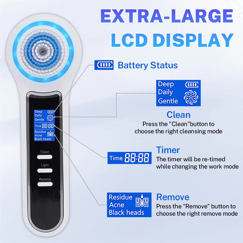 5 in 1 Electric Facial Cleansing Brush Blackhead Remover Pore Vacuum Cleaner Deep Cleaning Face Care Black Head Removal Machine