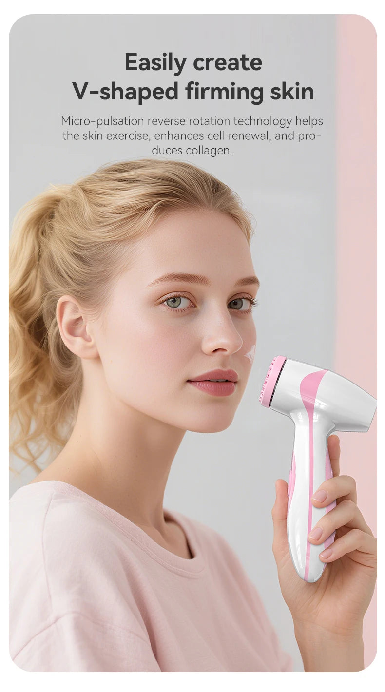 Facial cleansing brush, waterproof dual rotating facial cleansing brush, comes with 3 brush heads and 2 adjustable speeds, recha