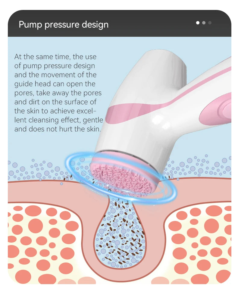 Facial cleansing brush, waterproof dual rotating facial cleansing brush, comes with 3 brush heads and 2 adjustable speeds, recha