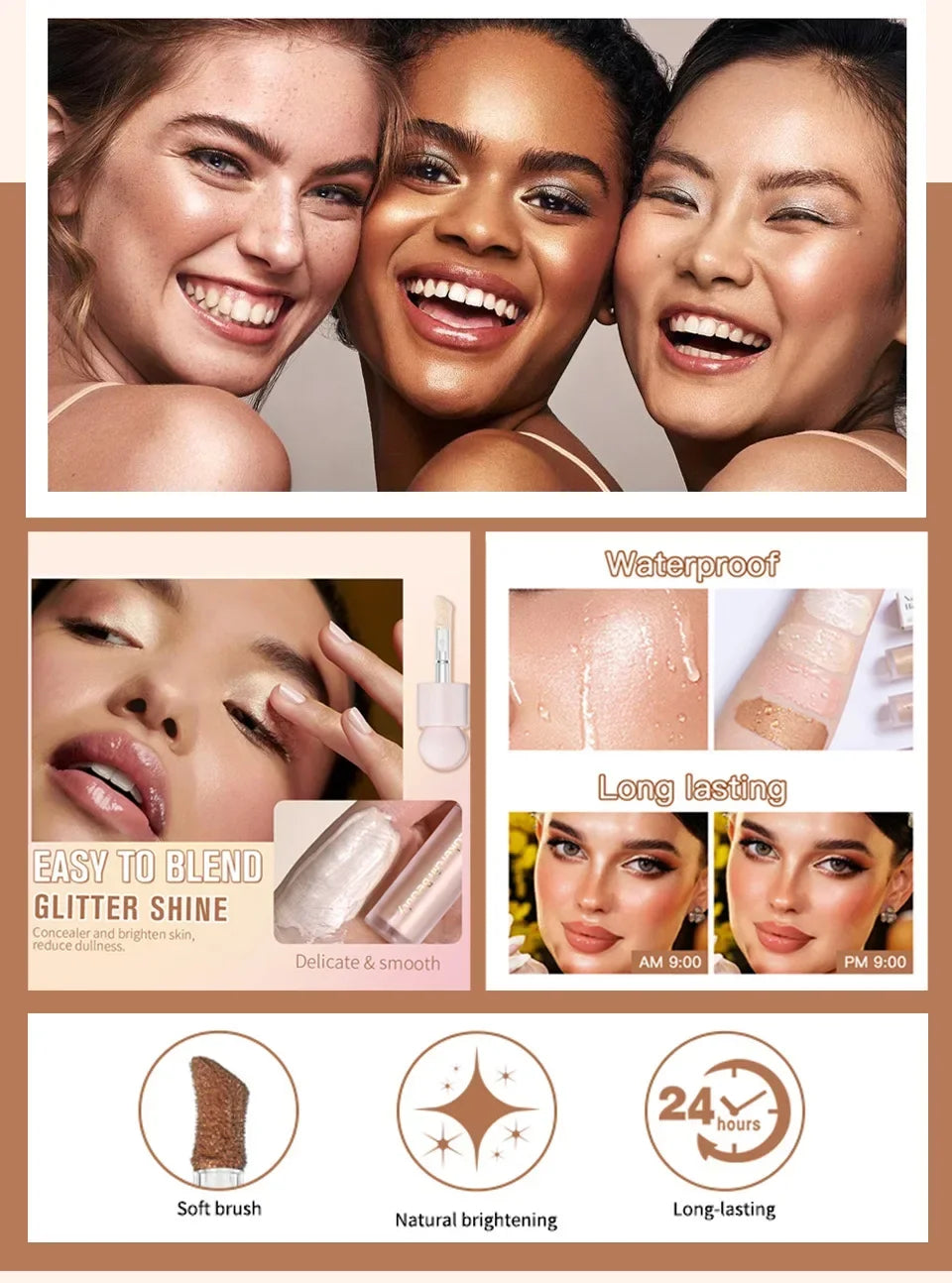 Beautiful Highlighter Liquid Contouring Body Make-up for women Brightening Complexion Glow Recipe Glossier High Cheap Cosmetics