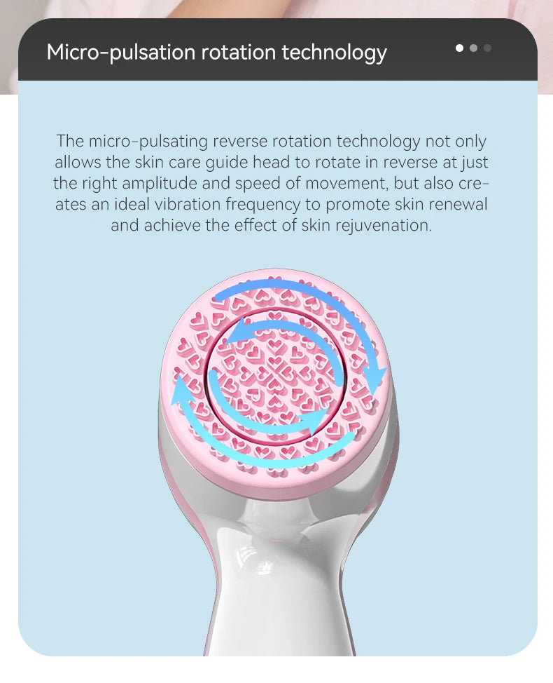Facial cleansing brush, waterproof dual rotating facial cleansing brush, comes with 3 brush heads and 2 adjustable speeds, recha