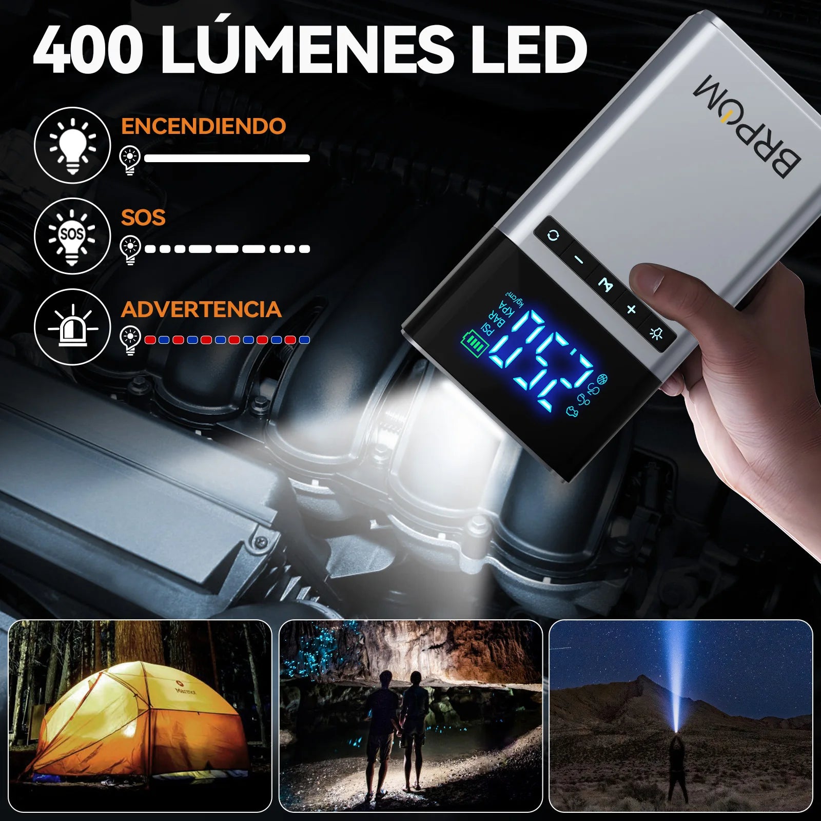 BRPOM Portable Car Starter with Air Compressor Tire Inflat Starter 8000mAh Car Battery Starter Box Car Battery Jumper Starter