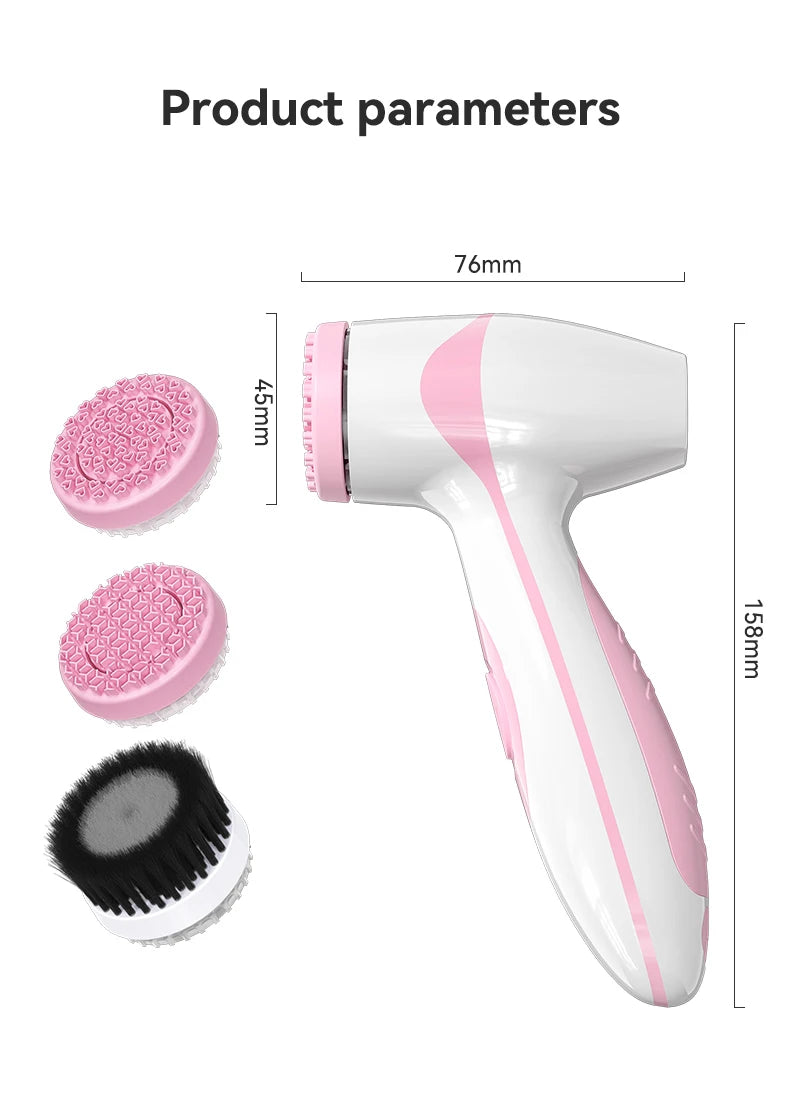 Facial cleansing brush, waterproof dual rotating facial cleansing brush, comes with 3 brush heads and 2 adjustable speeds, recha