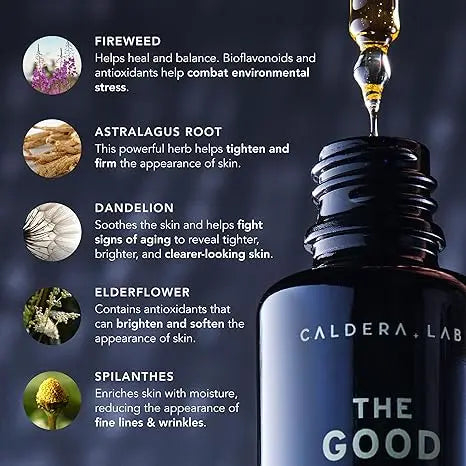Caldera + Lab The Good | Men's Organic Moisturizing Face Serum for Dry, Sensitive, & Normal Skin – Vegan, Skin care